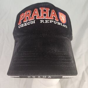 Praha Czech Republic Cap Cotton Embossed Strap Back Choose Black OR Blue